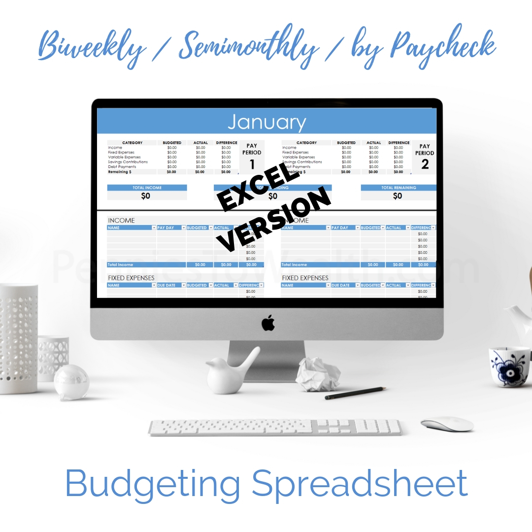 Biweekly Semimonthly And By Paycheck Budgeting Spreadsheet Excel Onlypennies To Wealth 2225